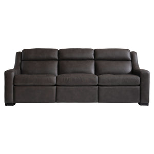 Bernhardt Germain Leather Power Motion Sofa Grey Leather 2027RHO