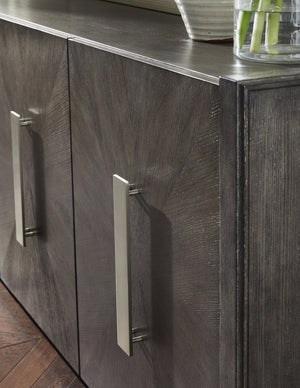 Pulaski Furniture 3-door Modern Credenza With Adjustable Shelves & Sleek Starburst Design For Chic Home Organization Gray Quartered Ash P301777-pulaski