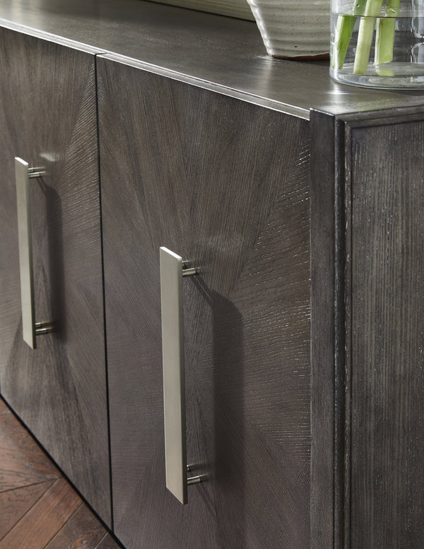 Pulaski Furniture 3-door Modern Credenza With Adjustable Shelves & Sleek Starburst Design For Chic Home Organization Gray Quartered Ash P301777-pulaski