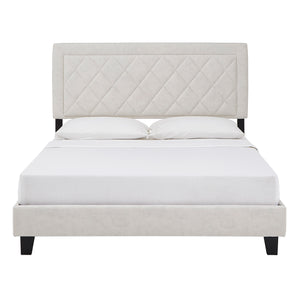 Homelegance By Top-Line Terrell Black Finish Frame with Velvet Fabric Platform Bed Cream Velvet