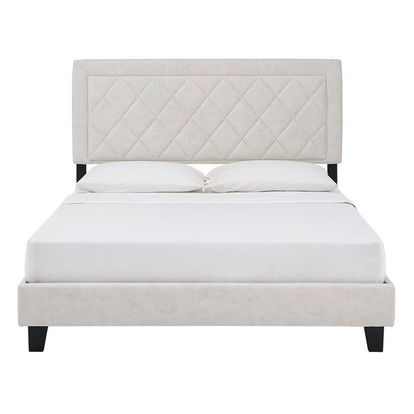 Homelegance By Top-Line Terrell Black Finish Frame with Velvet Fabric Platform Bed Cream Velvet