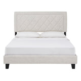 Homelegance By Top-Line Terrell Black Finish Frame with Velvet Fabric Platform Bed Cream Velvet