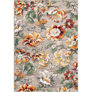 Orian Rugs Simply Southern Cottage Franklin Floral Machine Woven Polypropylene Transitional Area Rug Distressed Grey Polypropylene