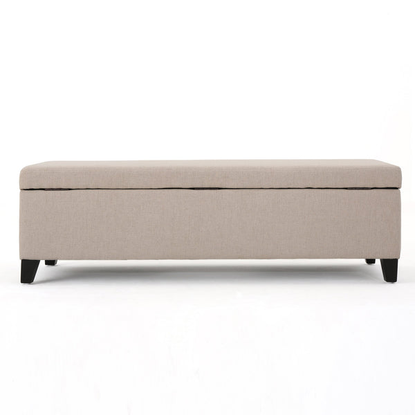 English Elm Hartford Upholstered Storage Ottoman Bench with Birch Legs for Living Room 73766.00FWHEAT