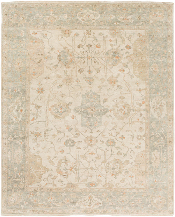 Normandy NOY-8002 8' x 10' Handmade Rug NOY8002-810  Light Gray, Light Sage, Cream, Tan, Medium Brown Surya