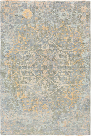 Normandy NOY-8005 6' x 9' Handmade Rug NOY8005-69  Blue, Dusty Sage, Wheat, Light Blue, Tan, Light Beige Surya