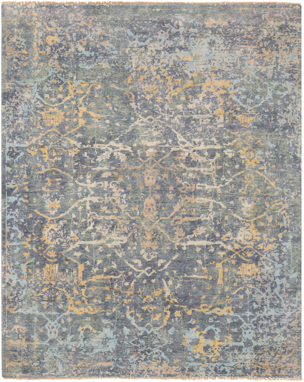 Normandy NOY-8005 8' x 10' Handmade Rug NOY8005-810  Blue, Dusty Sage, Wheat, Light Blue, Tan, Light Beige Surya