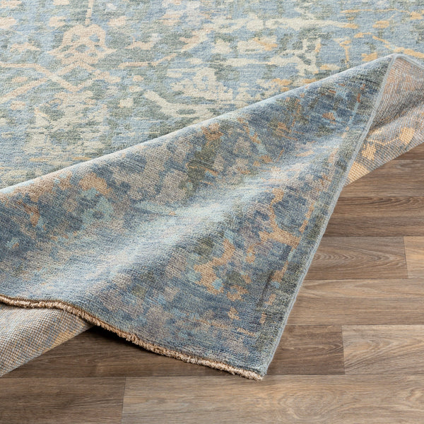 Normandy NOY-8005 8' x 10' Handmade Rug NOY8005-810  Blue, Dusty Sage, Wheat, Light Blue, Tan, Light Beige Surya