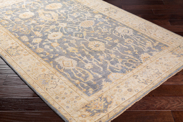 Normandy NOY-8007 8' x 10' Handmade Rug NOY8007-810  Charcoal, Medium Gray, Beige, Light Blue, Dark Brown, Dusty Coral Surya