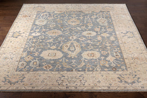 Normandy NOY-8007 8' x 10' Handmade Rug NOY8007-810  Charcoal, Medium Gray, Beige, Light Blue, Dark Brown, Dusty Coral Surya