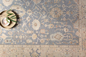 Normandy NOY-8007 8' x 10' Handmade Rug NOY8007-810  Charcoal, Medium Gray, Beige, Light Blue, Dark Brown, Dusty Coral Surya