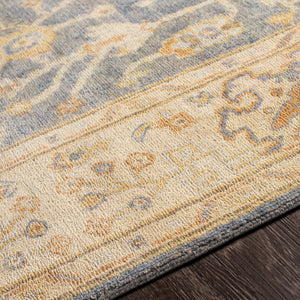 Normandy NOY-8007 8' x 10' Handmade Rug NOY8007-810  Charcoal, Medium Gray, Beige, Light Blue, Dark Brown, Dusty Coral Surya