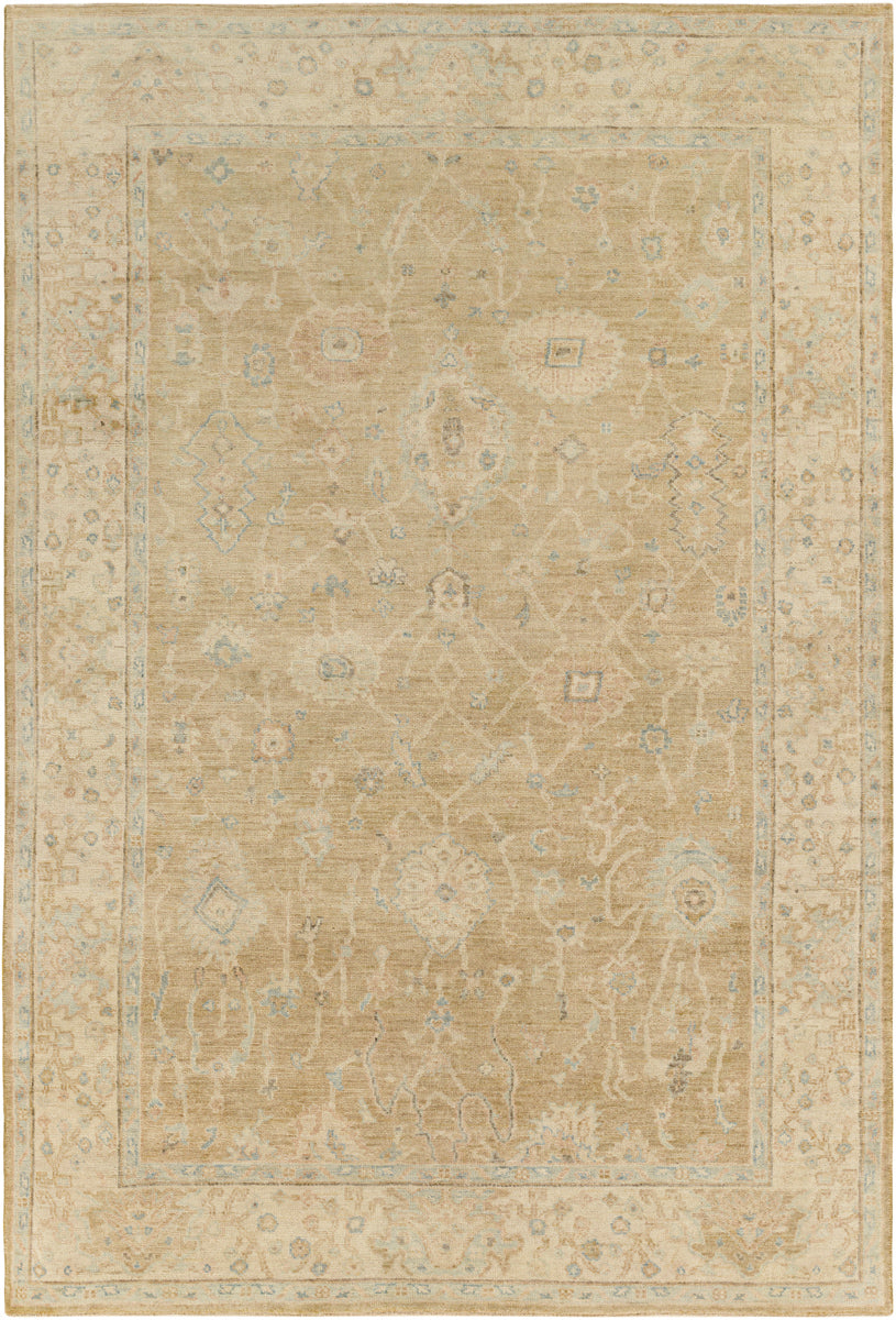 Normandy NOY-8008 6' x 9' Handmade Rug NOY8008-69  Light Olive, Beige, Seafoam, Dark Brown, Dusty Pink, Yellow Surya