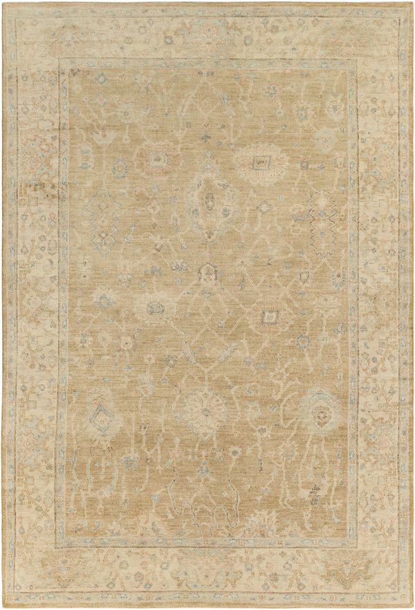 Normandy NOY-8008 6' x 9' Handmade Rug NOY8008-69  Light Olive, Beige, Seafoam, Dark Brown, Dusty Pink, Yellow Surya