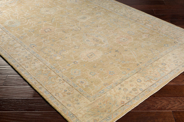 Normandy NOY-8008 8' x 10' Handmade Rug NOY8008-810  Light Olive, Beige, Seafoam, Dark Brown, Dusty Pink, Yellow Surya