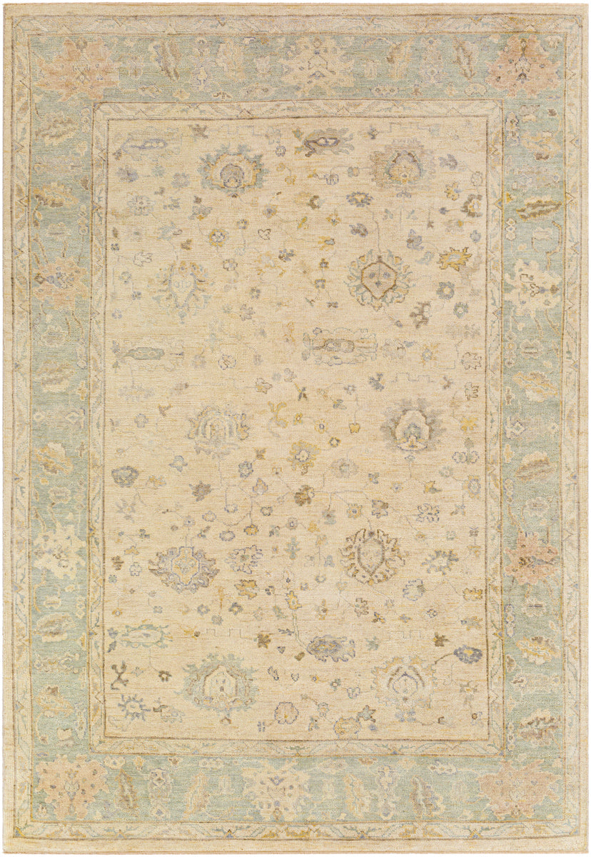 Normandy NOY-8010 6' x 9' Handmade Rug NOY8010-69  Seafoam, Beige, Dark Brown, Light Brown, Yellow, Denim Surya