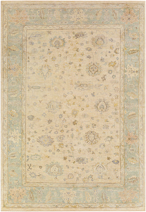 Normandy NOY-8010 6' x 9' Handmade Rug NOY8010-69  Seafoam, Beige, Dark Brown, Light Brown, Yellow, Denim Surya