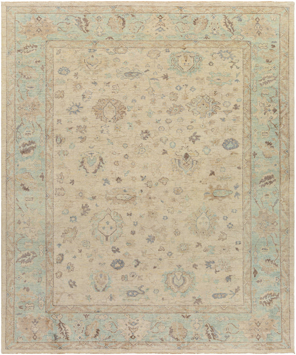 Normandy NOY-8010 8' x 10' Handmade Rug NOY8010-810  Seafoam, Beige, Dark Brown, Light Brown, Yellow, Denim Surya