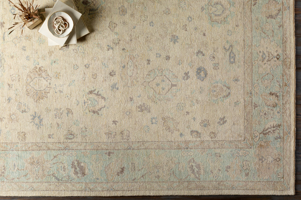 Normandy NOY-8010 6' x 9' Handmade Rug NOY8010-69  Seafoam, Beige, Dark Brown, Light Brown, Yellow, Denim Surya