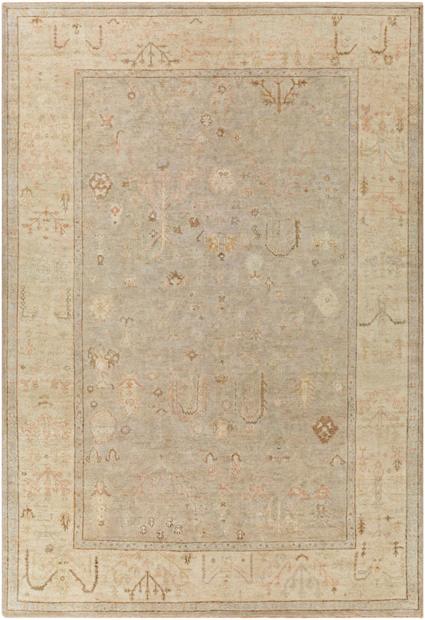 Normandy NOY-8012 6' x 9' Handmade Rug NOY8012-69  Gray, Medium Gray, Beige, Slate, Dark Brown, Wheat Surya