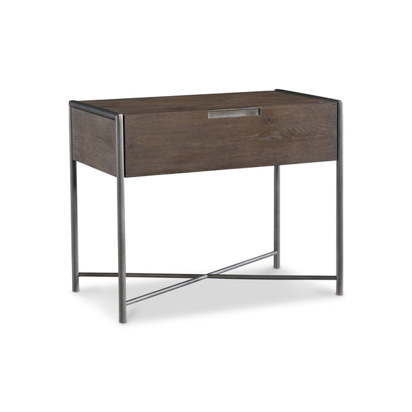 Bernhardt Bernhardt Outline Nightstand With Wire‑Brushed Oak & Textured Steel Frame, Soft‑Close Drawer, Modern 360233