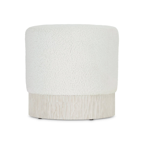 Bernhardt Bernhardt Solaria Ottoman With Rounded Upholstery & Chiseled Fossil Resin Base — Rustic Modern Accent Seat 310506