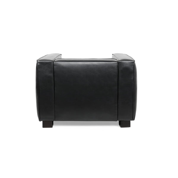 English Elm Christopher Knight Home® - CLUB Chair with Tuxedo Silhouette, Faux Leather Upholstery and Bold Birch Wood Legs for Comfort Black 31.75 L x 24.5 W x 22.5 H 71800.00MDNT