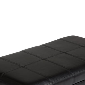 English Elm Amelia Storage Ottoman Bench with Hidden Compartment, Nailhead Trim, Stitched Faux Leather Seat Black B136P159105