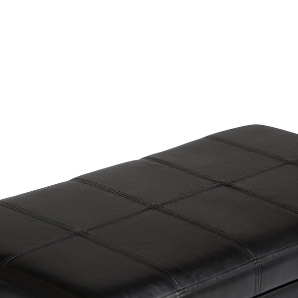 English Elm Amelia Storage Ottoman Bench with Hidden Compartment, Nailhead Trim, Stitched Faux Leather Seat Black B136P159105