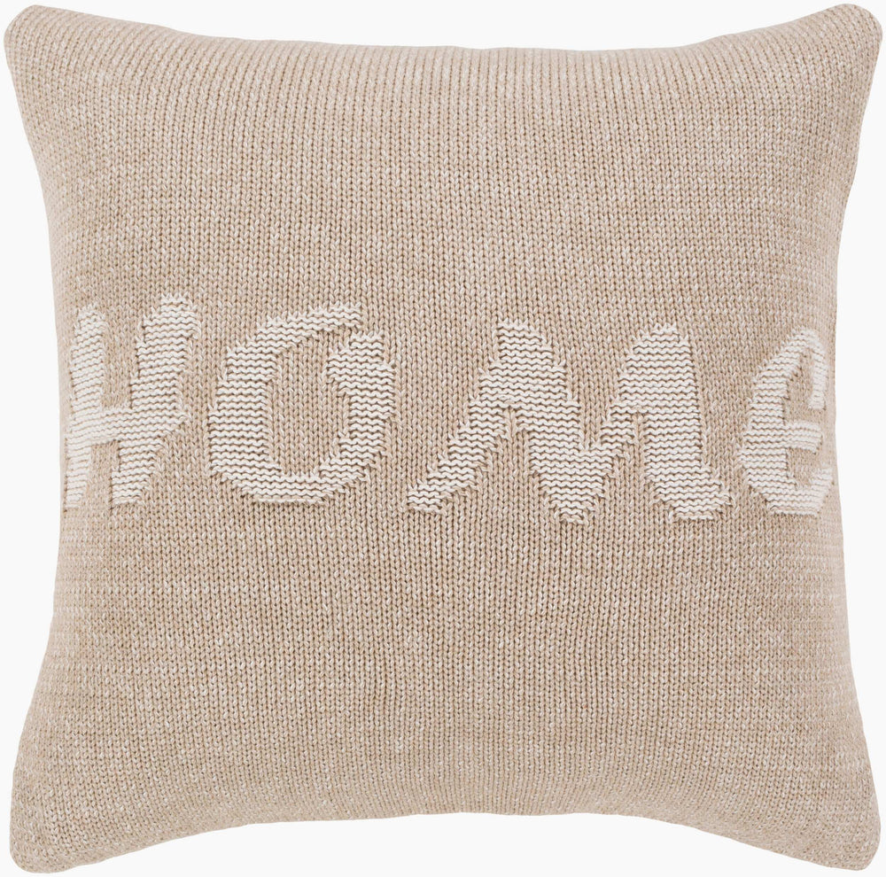 Surya No Place Like Home Nph-001 Cozy 18"L X 18"W Accent Pillow For Comfort & Style In Every Room Beige Cotton,Cotton Nph001-1818p