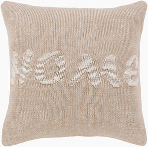 Surya No Place Like Home Nph-001 Cozy 18"L X 18"W Accent Pillow For Comfort & Style In Every Room Beige Cotton,Cotton Nph001-1818p