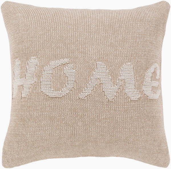 Surya No Place Like Home Nph-001 Cozy 18"L X 18"W Accent Pillow For Comfort & Style In Every Room Beige Cotton,Cotton Nph001-1818p