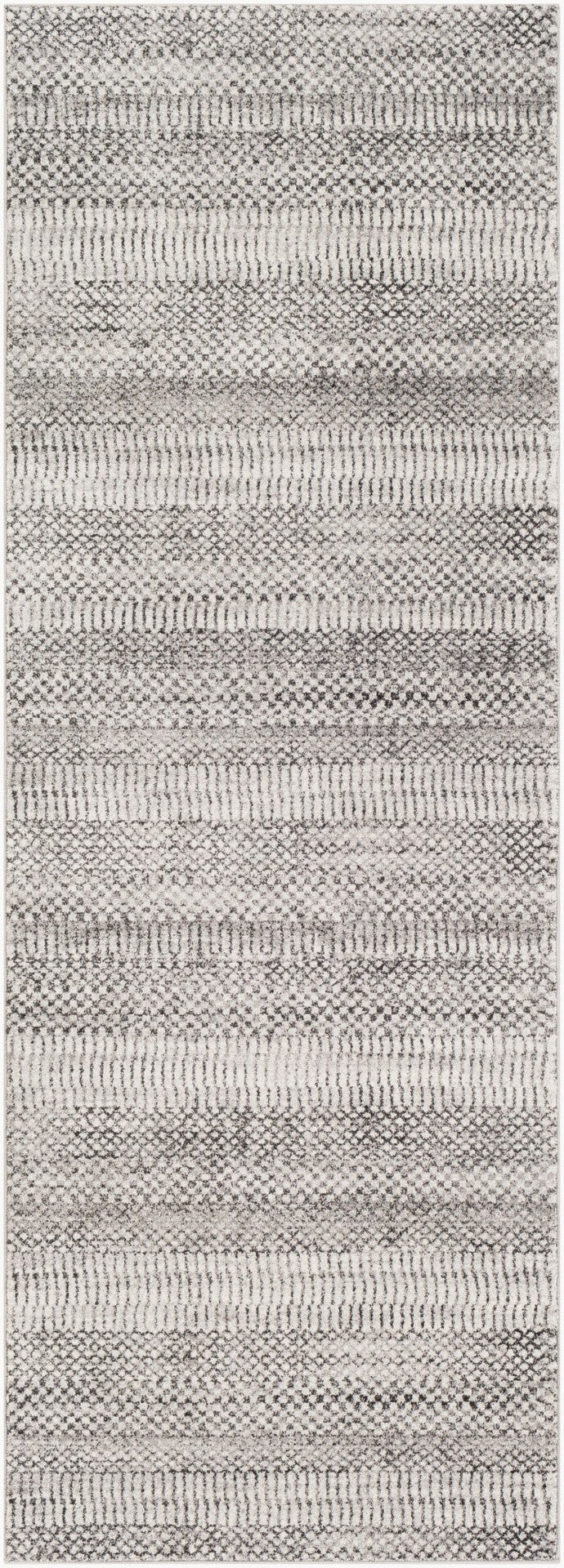 Livabliss Nepali Geometric Machine Woven Polypropylene Area Rug for Entryway or Bathroom Gray, Black 2'7" x 7'3" NPI2313-2773