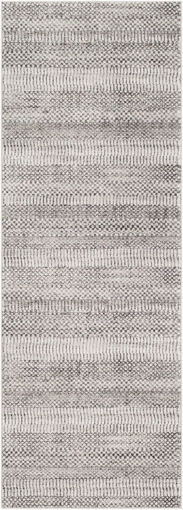 Livabliss Nepali Geometric Machine Woven Polypropylene Area Rug for Entryway or Bathroom Gray, Black 2'7" x 7'3" NPI2313-2773