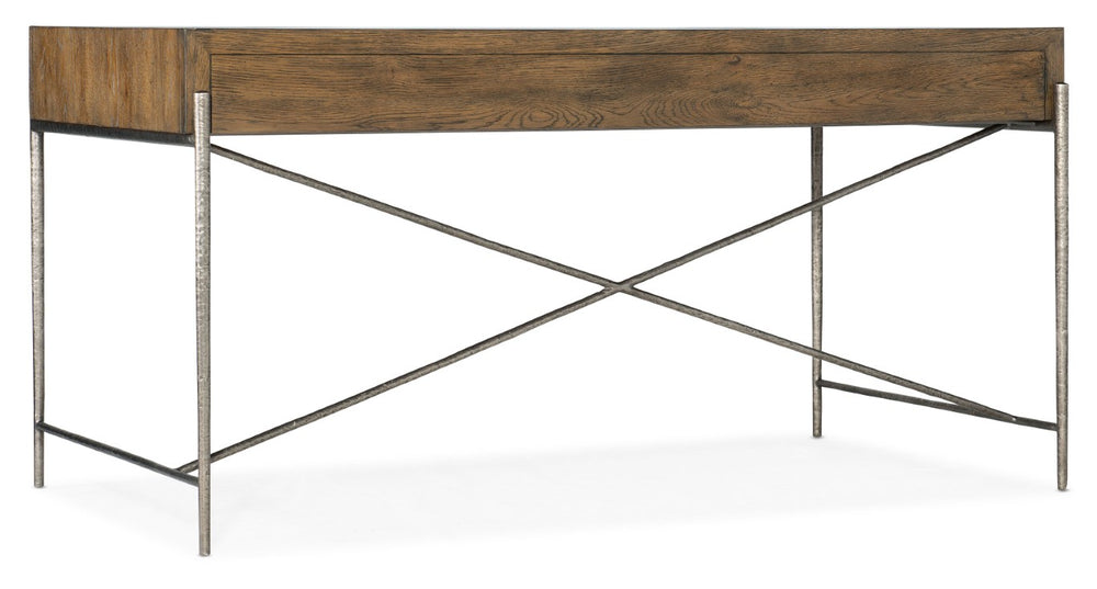 Hooker Furniture Chapman Rustic Writing Desk In White Oak With Hand‑Hammered Pewter Accents, Keyboard Drawer, 60" 6033-10458-85