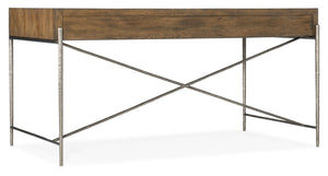 Hooker Furniture Chapman Rustic Writing Desk In White Oak With Hand‑Hammered Pewter Accents, Keyboard Drawer, 60" 6033-10458-85