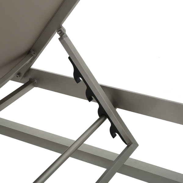 English Elm Christopher Knight Home® - Outdoor Chaise Lounge Set of 2 — Adjustable Aluminum Frame, Breathable Textilene Mesh Seating, Grey 77.5" 62397.00ECRMP2