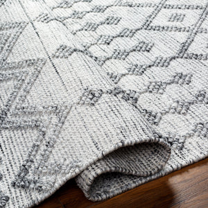 Napoli NPO-2301 9' x 12' Handmade Rug NPO2301-912  White, Light Slate, Black, Gray Surya