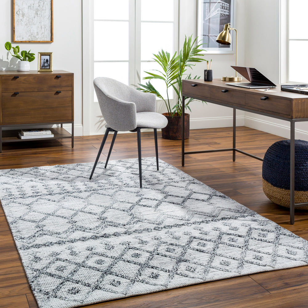 Napoli NPO-2301 9' x 12' Handmade Rug NPO2301-912  White, Light Slate, Black, Gray Surya