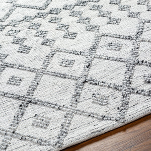 Napoli NPO-2301 9' x 12' Handmade Rug NPO2301-912  White, Light Slate, Black, Gray Surya