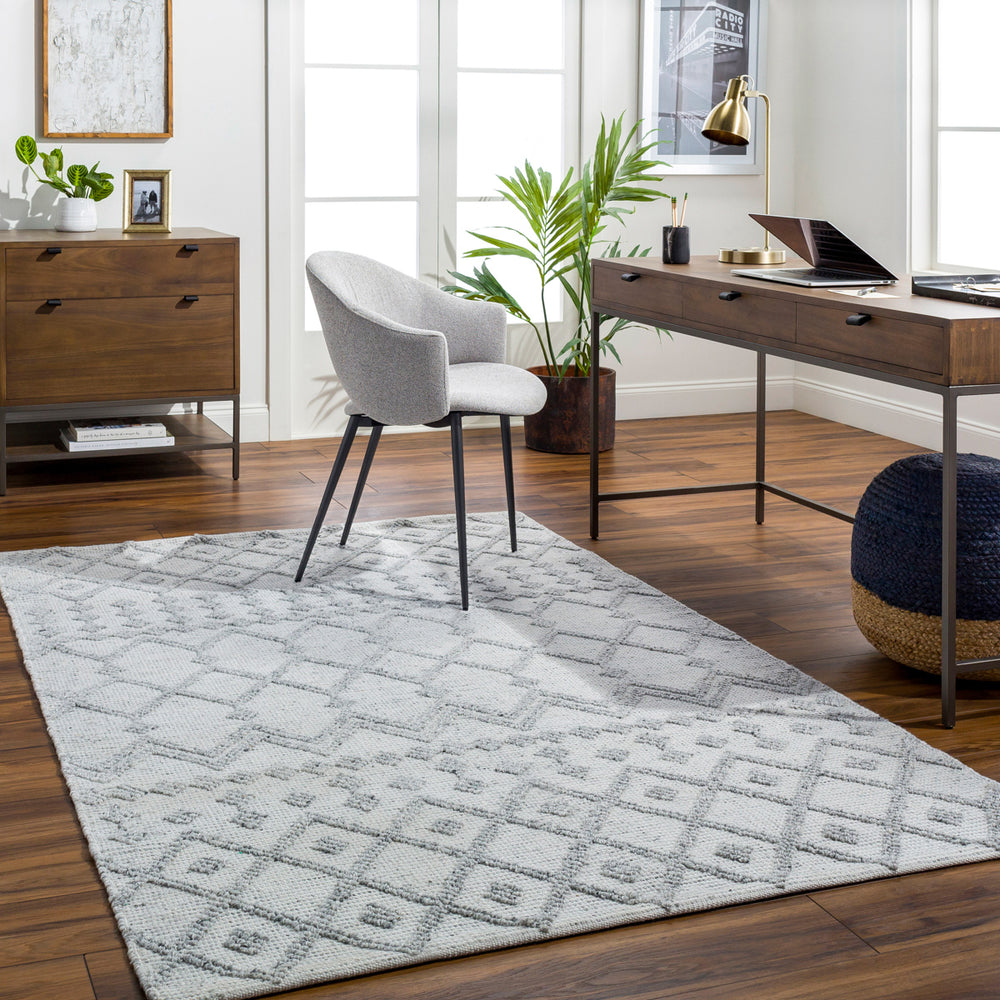 Napoli NPO-2302 9' x 12' Handmade Rug NPO2302-912  Light Gray, Light Slate, White, Black Surya