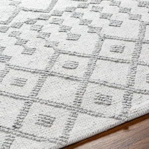 Surya Napoli Handmade 2' X 3' Bohemian Rug | Eco-friendly, Cozy & Unique Global Style For Your Home Decor Light Gray Recycled Pet Yarn Npo2302-268