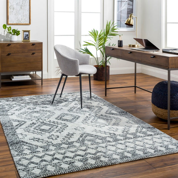 Surya Napoli Handmade 2' X 3' Bohemian Rug | Eco-friendly, Cozy & Unique Global Style For Your Home Decor Light Gray Recycled Pet Yarn Npo2305-576