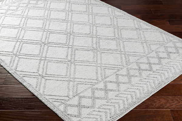 Surya Napoli Handmade 2' X 3' Bohemian Rug | Eco-friendly, Cozy & Unique Global Style For Your Home Decor White Recycled Pet Yarn Npo2310-576