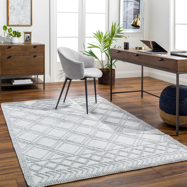 Napoli NPO-2310 9' x 12' Handmade Rug NPO2310-912  White, Light Slate, Black Surya