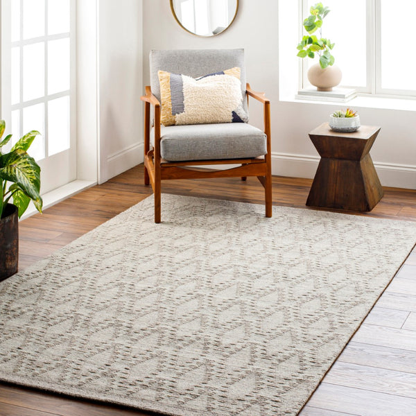 Surya Napoli Handmade 2' X 3' Bohemian Rug | Eco-friendly, Cozy & Unique Global Style For Your Home Decor Gray Recycled Pet Yarn,Wool Npo2313-23