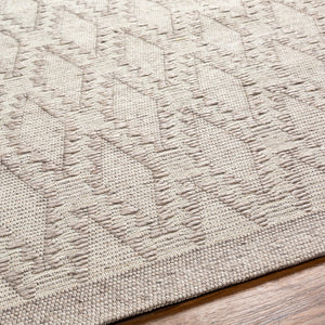Surya Napoli Handmade 2' X 3' Bohemian Rug | Eco-friendly, Cozy & Unique Global Style For Your Home Decor Gray Recycled Pet Yarn,Wool Npo2313-23