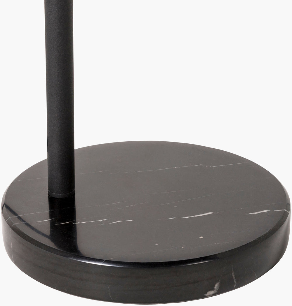 Surya Naples Modern 68" Tall Floor Lamp With Sleek Black Metal Shade For Stylish Home Lighting Upgrade Body, Black,Base, Black,Shade (Outside), Black,Shade (Inside), Gold,Cord, Black Iron,Marble,Metal,Metal Nps-001