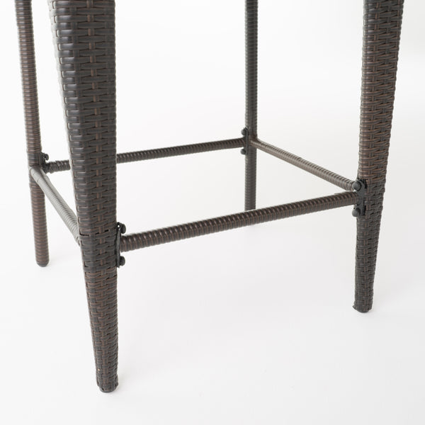 English Elm Christopher Knight Home® - ANAYA Outdoor Wicker Barstool Set of 2 — Weatherproof PE Wicker with Powder-Coated Iron Frames Brown 58896.00
