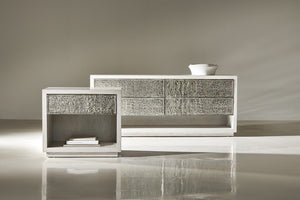 Bernhardt Bernhardt Hybrid Dresser With Figured Walnut Veneers, Textured Cast-Aluminum Fronts & Open Shelf 309056